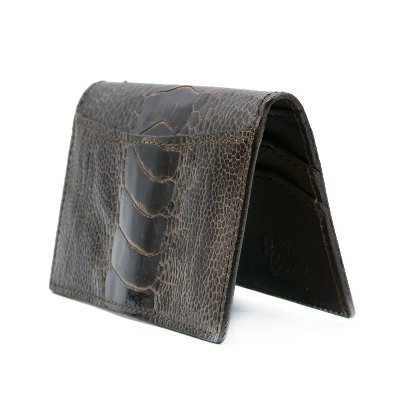 0555BR Ostrich Leg Card Case, Dark Brown