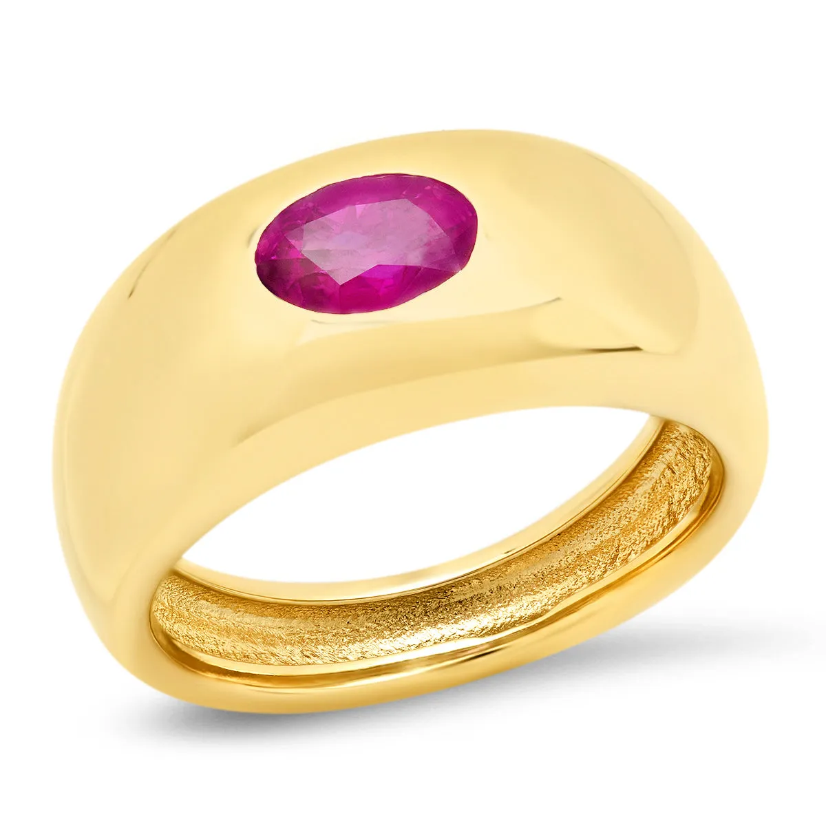 14K YG Red Spinel Gypsy Ring