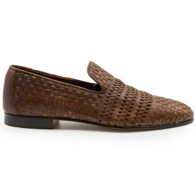 15-620-BRN TESS Italian Calfskin Woven Loafer, Brown