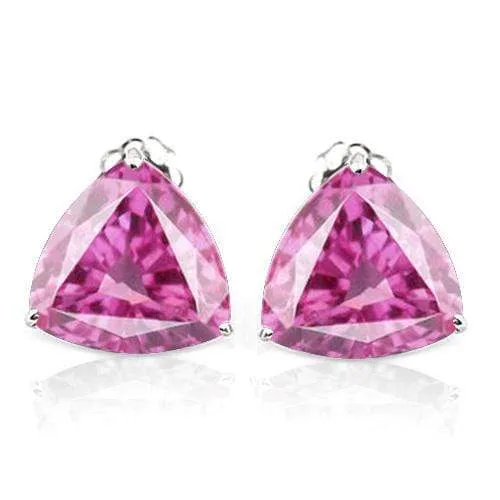 2.00 CT CREATED PINK SAPPHIRE 10KT SOLID GOLD EARRINGS STUD