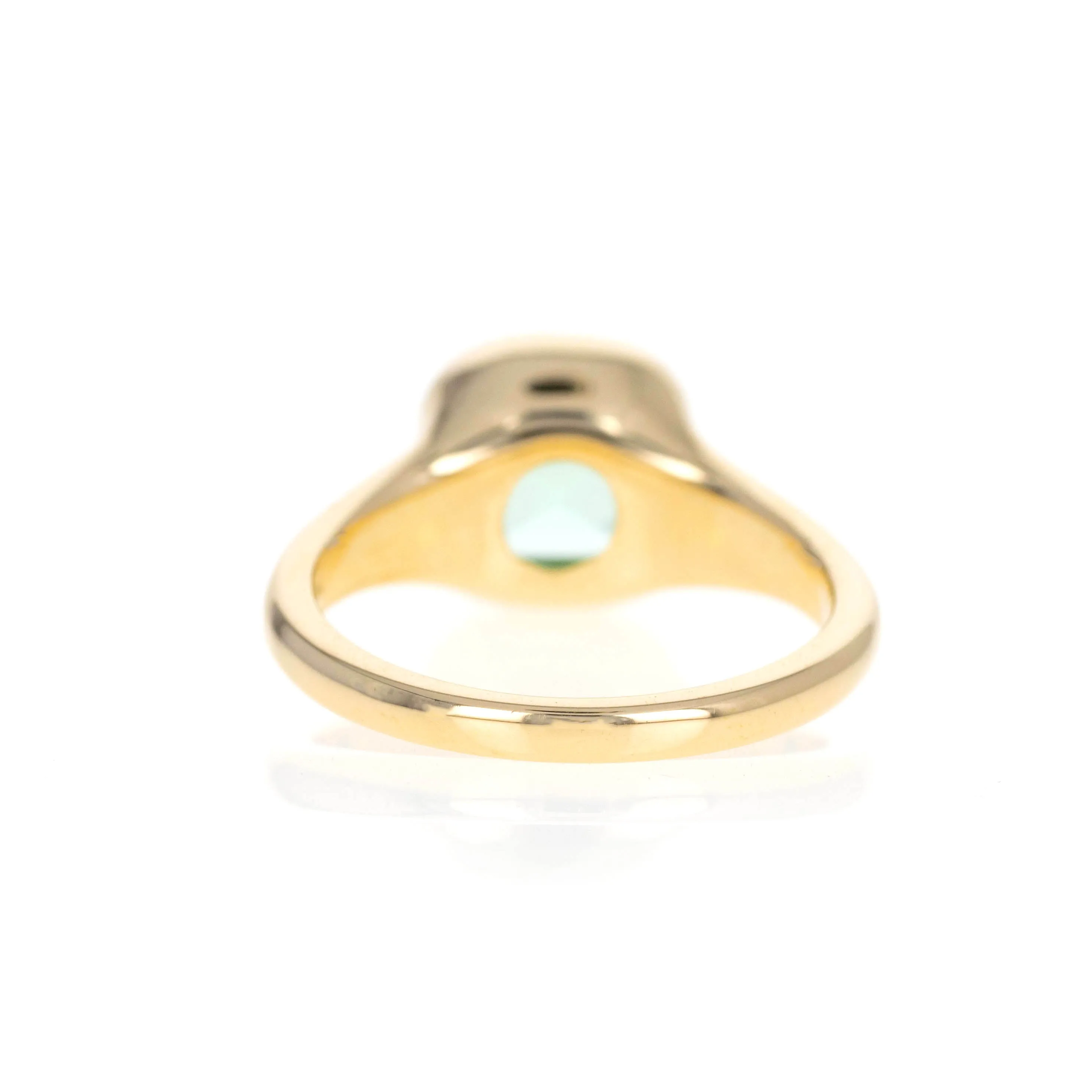 2.32 Carat Cushion Seafoam Green Tourmaline Bezel Ring