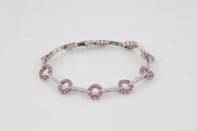 7.5 18k White Gold 0.79tcw Diamond 3.64tcw Pink Sapphire Bracelet (12.19g.)