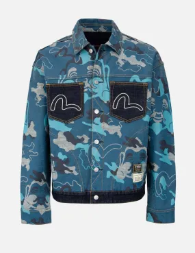 Allover Camouflage-Pattern Reversible Denim Jacket