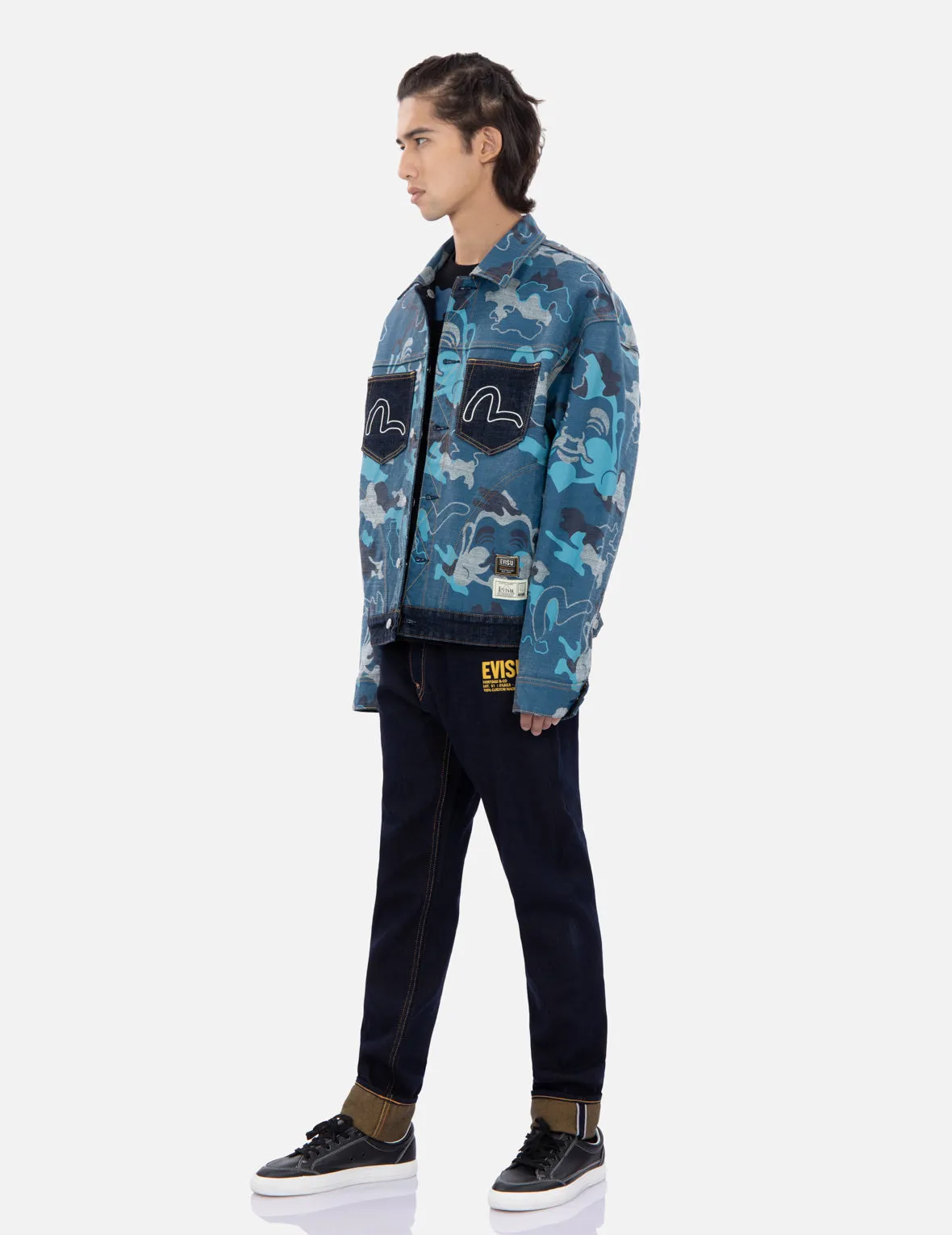 Allover Camouflage-Pattern Reversible Denim Jacket