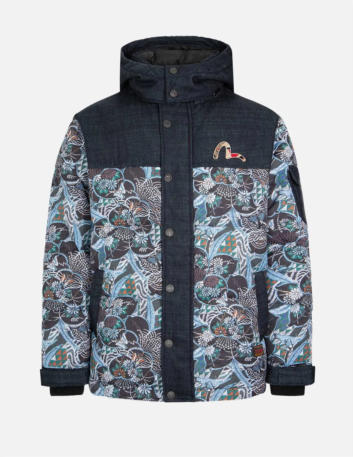 Allover Japanese Brocade Print Down Jacket