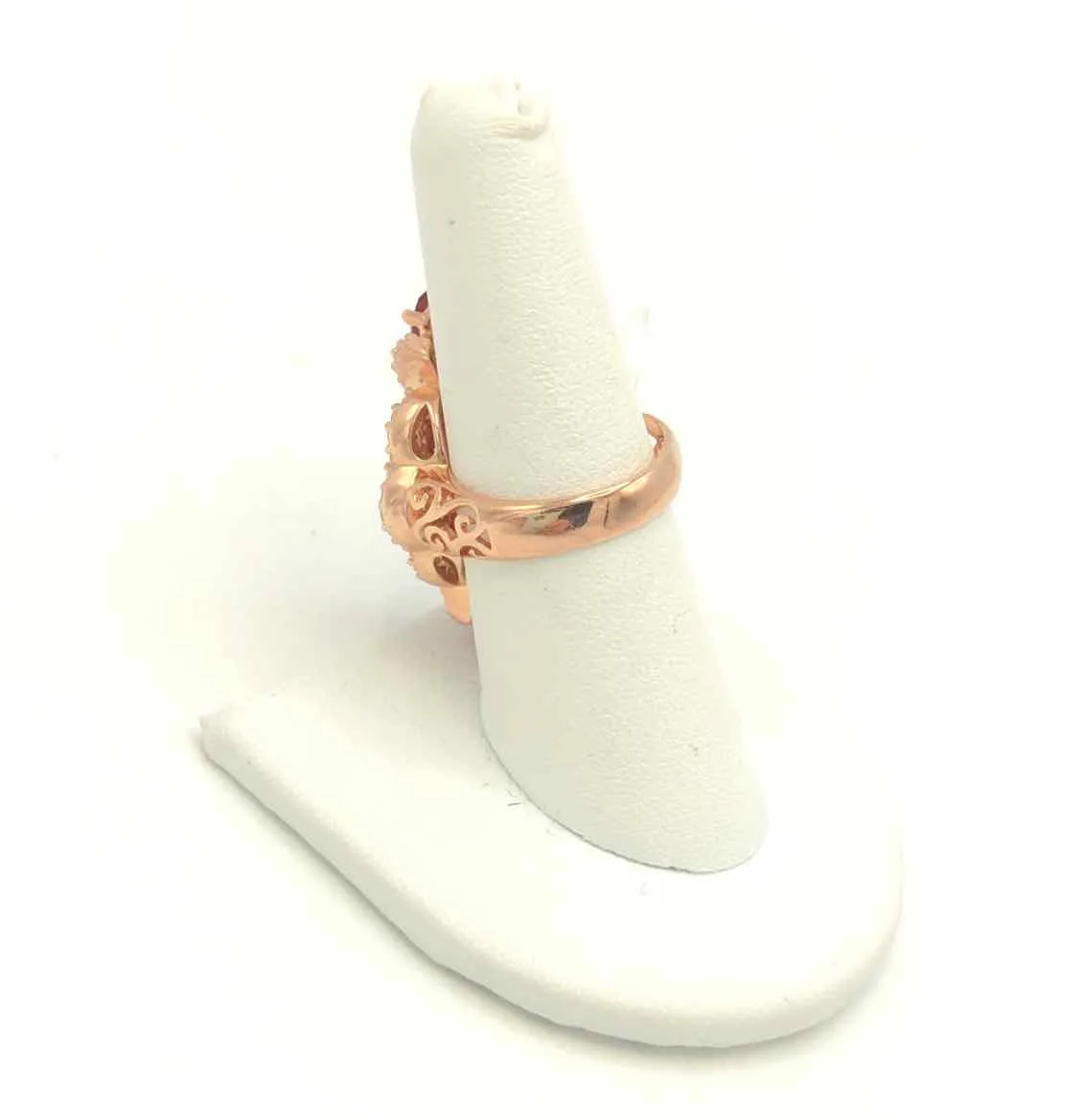 ANGELIQUE DE PARIS Pink Rose Gold Crystal Faceted Ring Sz 8