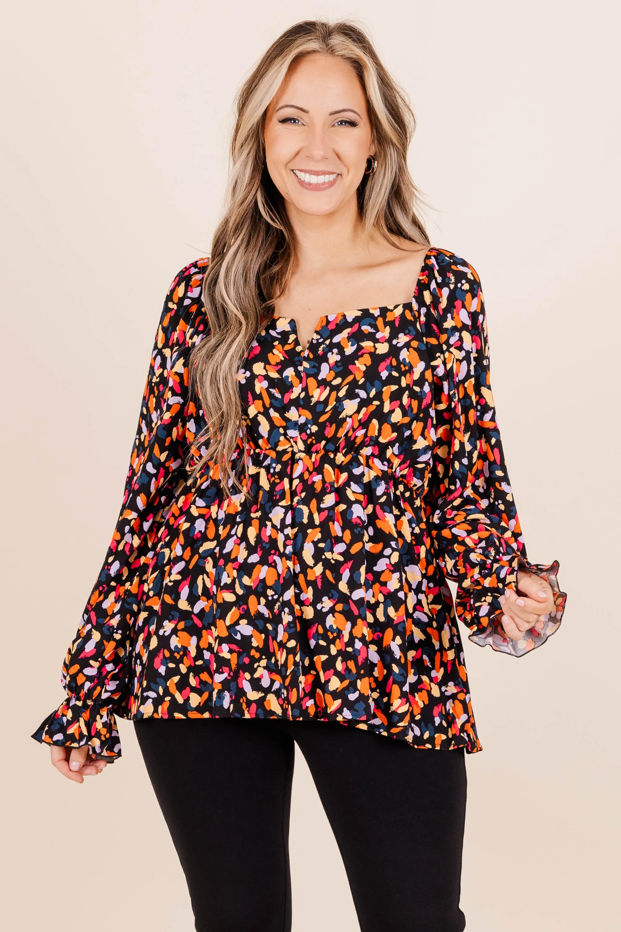 Appeal To My Dreams Top, Black/Fuchsia