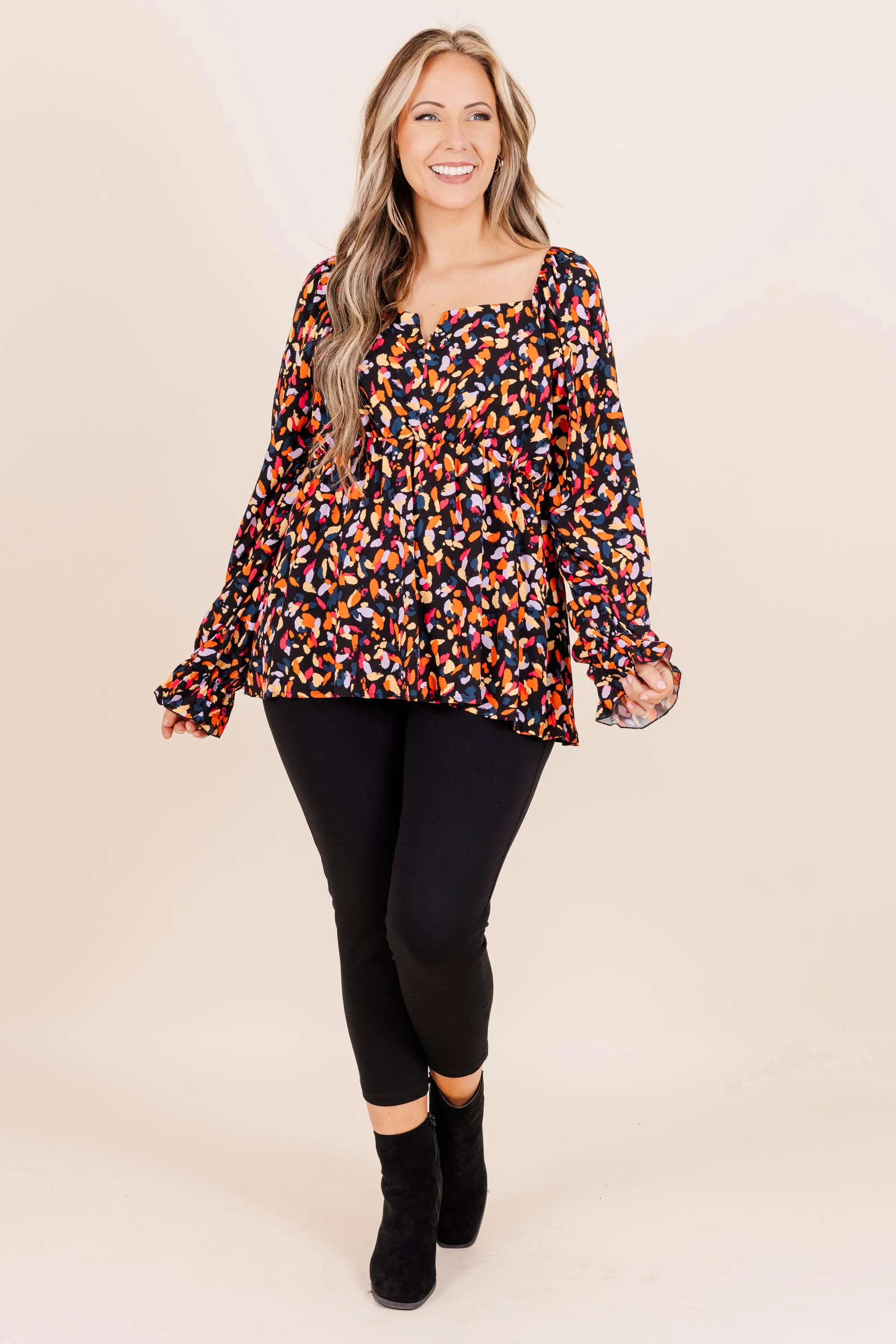 Appeal To My Dreams Top, Black/Fuchsia