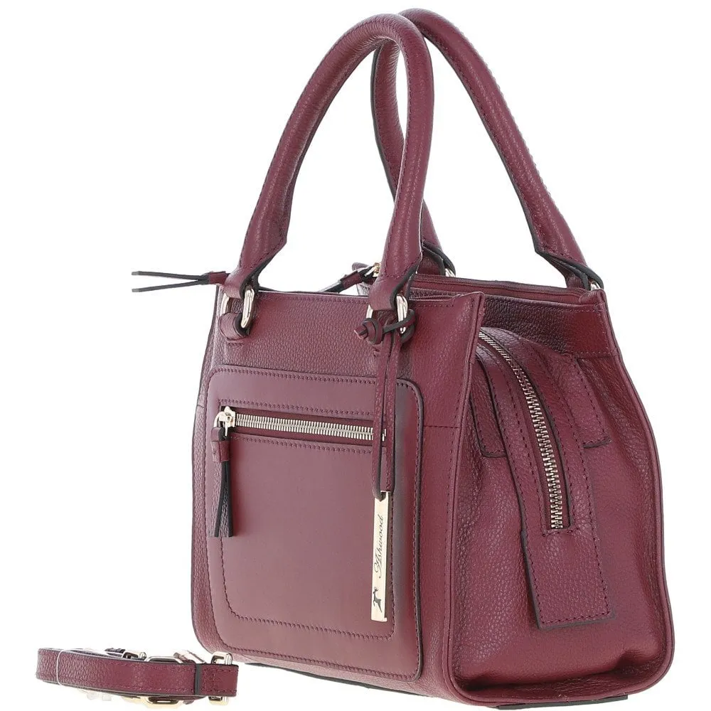 Ashwood Three Section Leather Tote Shoulder Bag Wine: Z-73