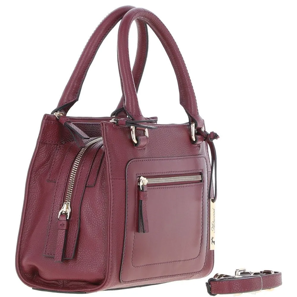 Ashwood Three Section Leather Tote Shoulder Bag Wine: Z-73