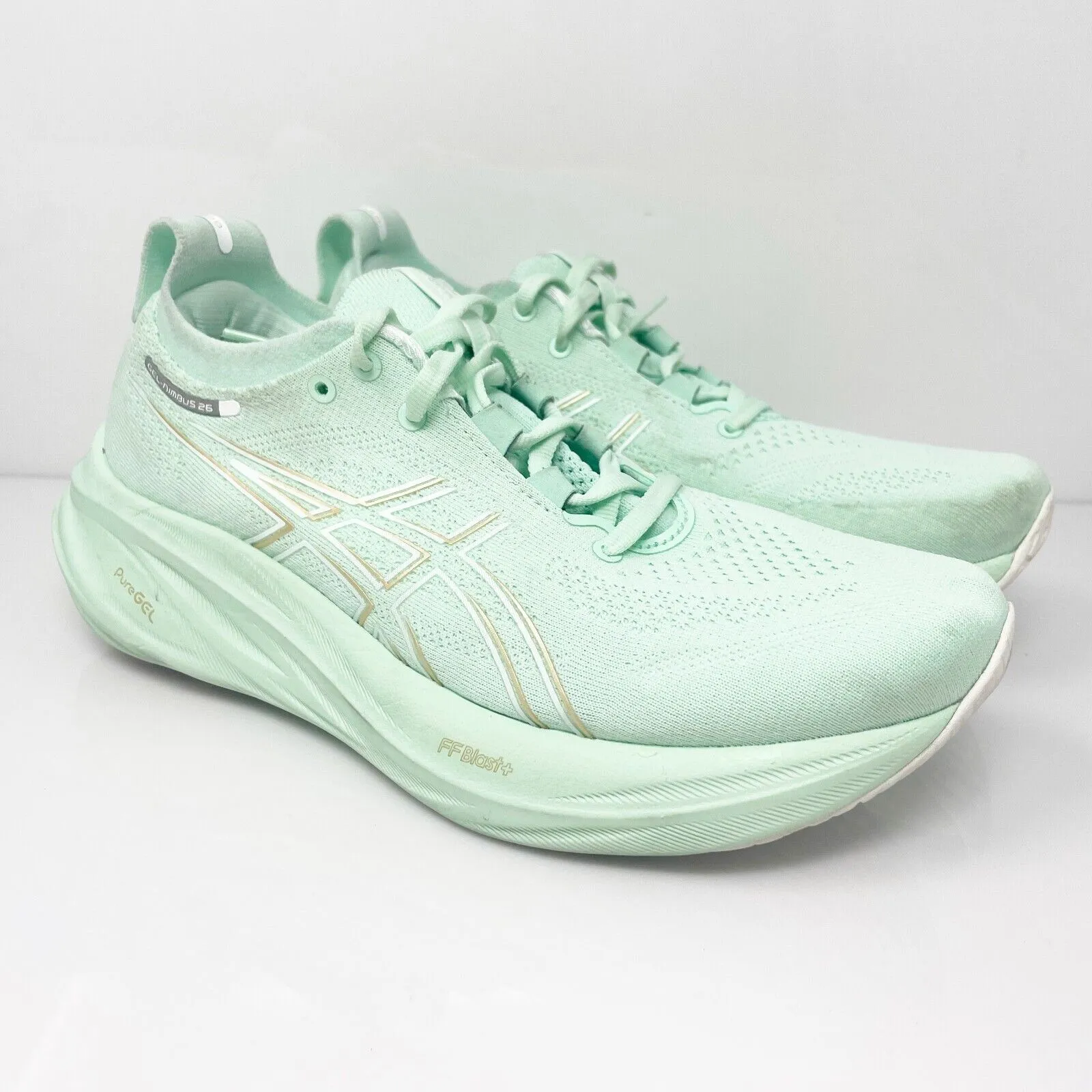 Asics Womens Gel Nimbus 26 1012B601 Green Running Shoes Sneakers Size 8