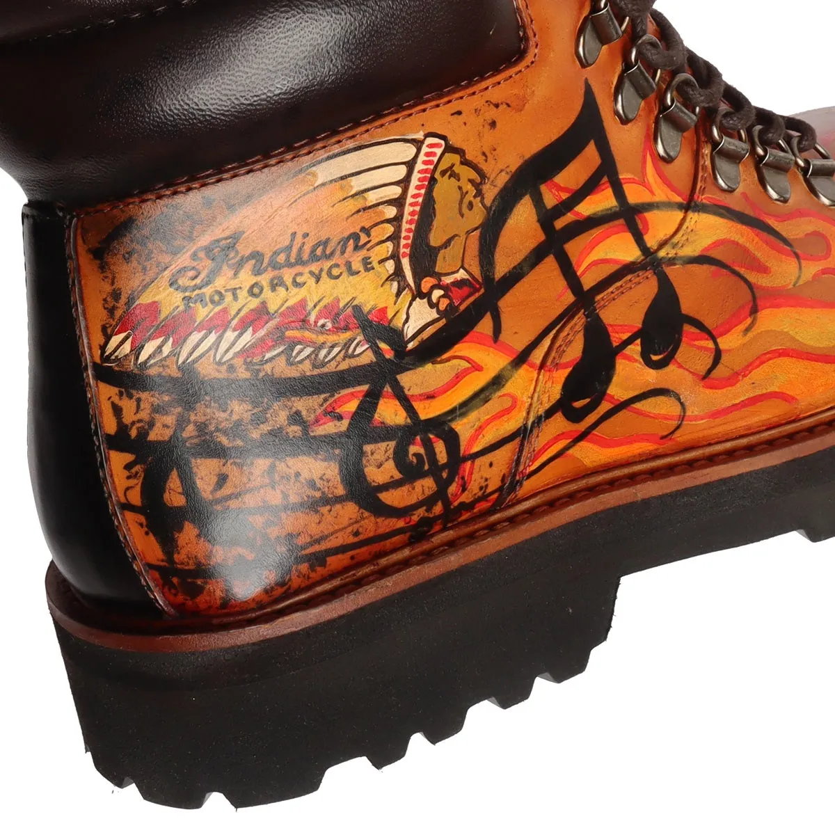 Bespoked Tan Leather Hand Painted Lace-Up Boots by Brune & Bareskin