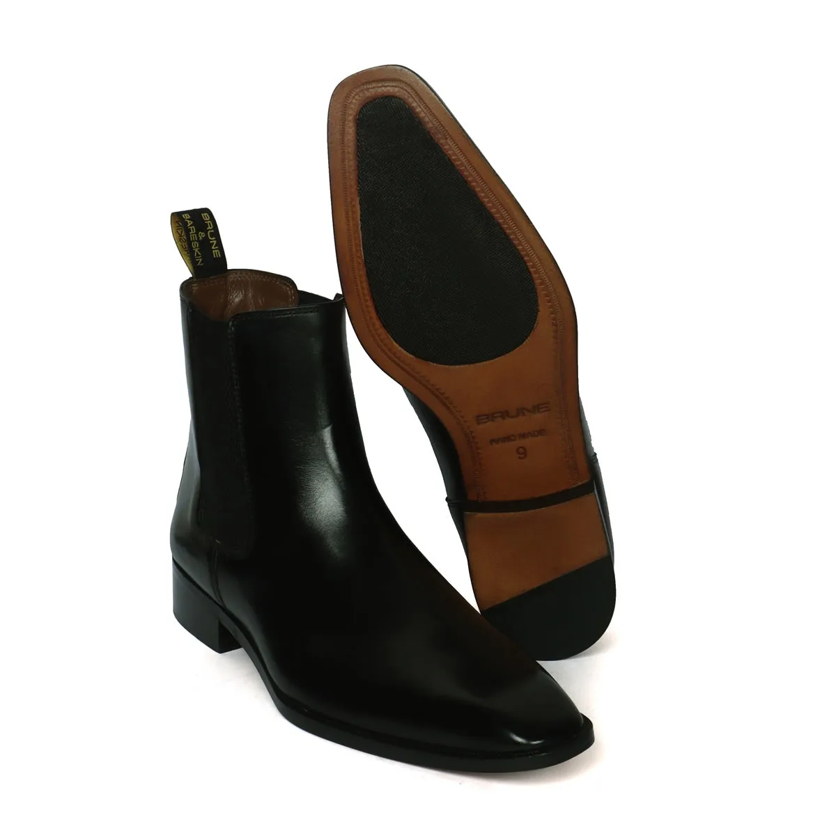 Black Chelsea Boots With Leather Sole