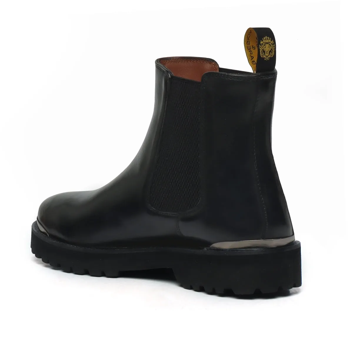 Black Leather High Ankle Chelsea Boots