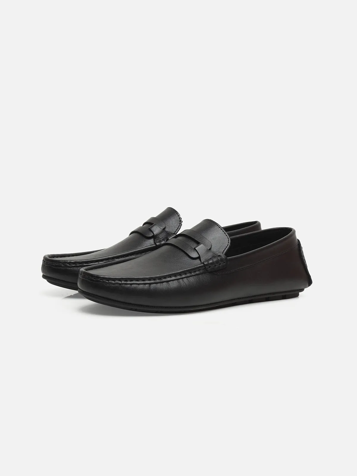 Black Leather Loafers - FAMS24-066