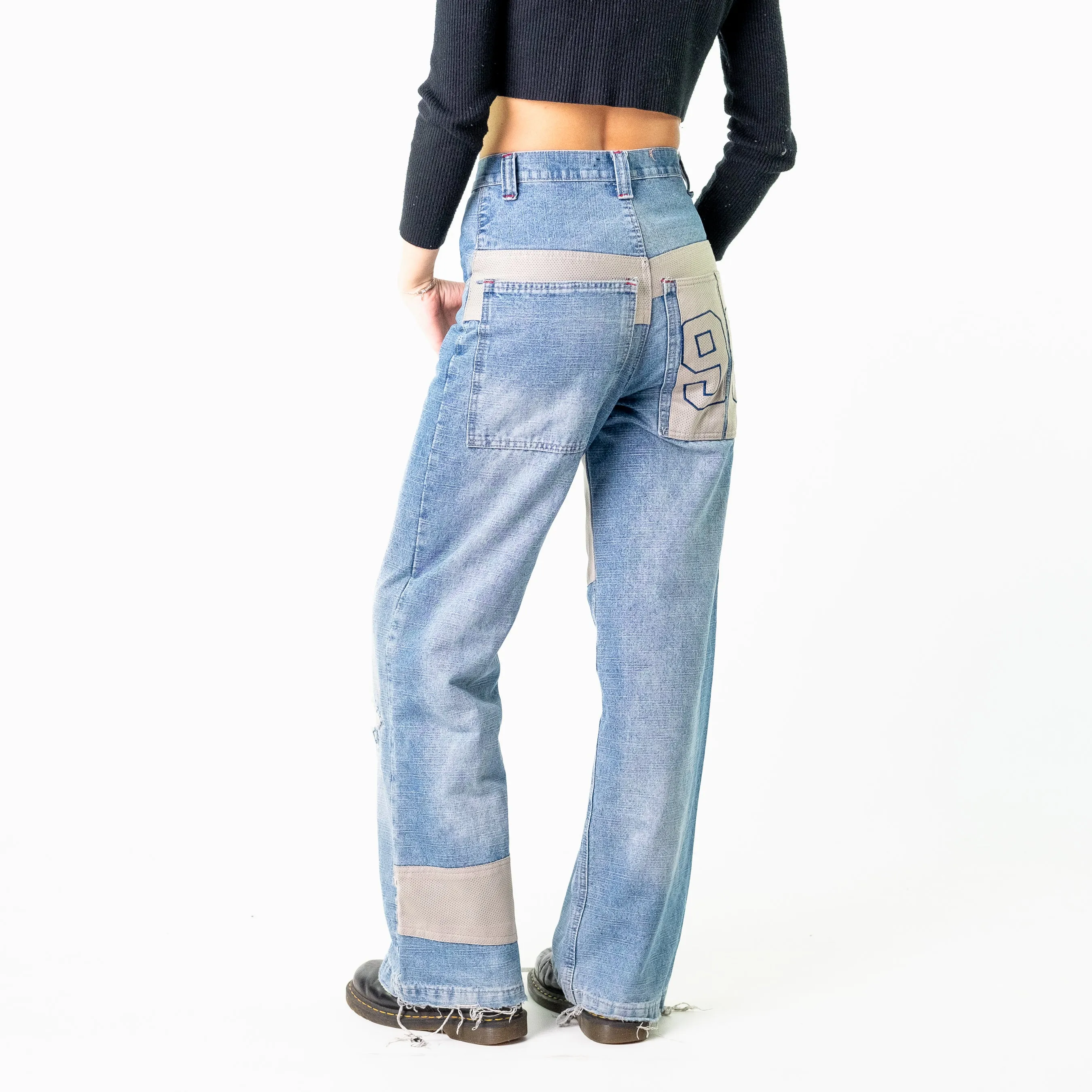 Blue Denim 90s Baggy Hip Hop  Cargo Skater Trousers Pants Jeans (26x31)