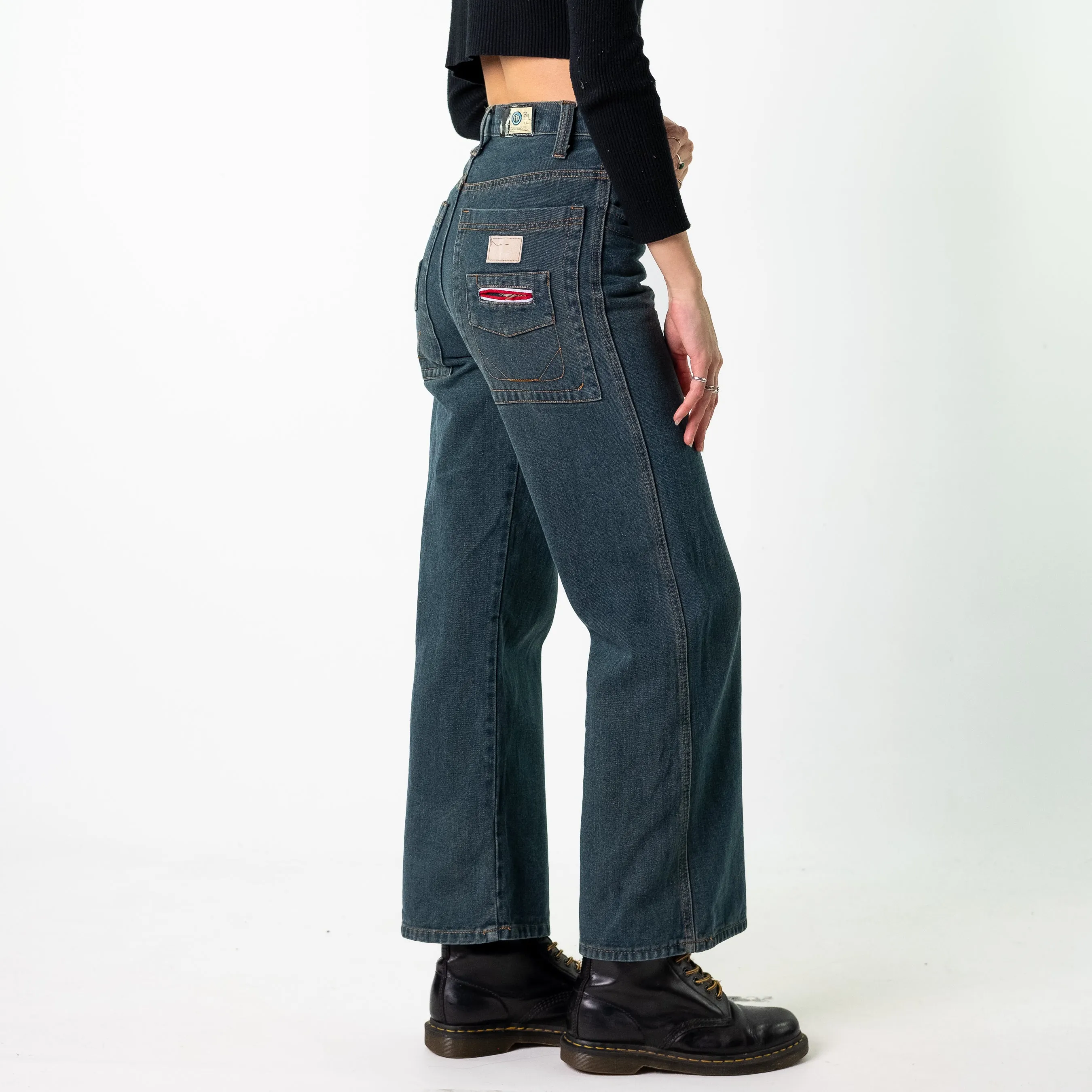 Blue Denim 90s Baggy Hip Hop  Cargo Skater Trousers Pants Jeans (27x28)