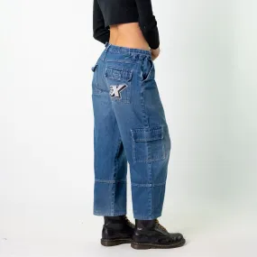 Blue Denim 90s Baggy Hip Hop  Cargo Skater Trousers Pants Jeans (30x26)