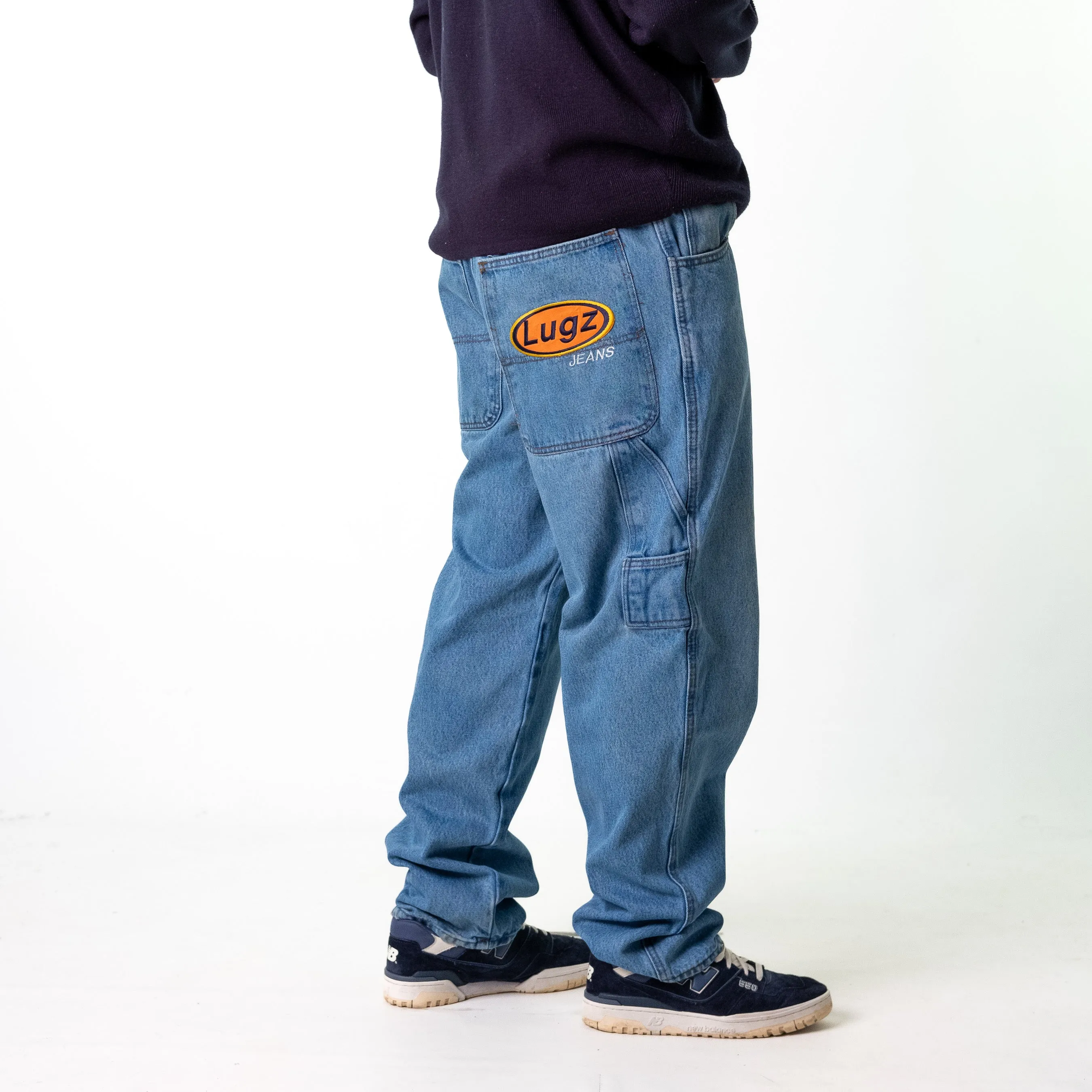 Blue Denim 90s Baggy Hip Hop Lugz Cargo Skater Trousers Pants Jeans (34x34)