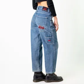 Blue Denim 90s Baggy Hip Hop Sanchez Denim Cargo Skater Trousers Pants Jeans (28x27)