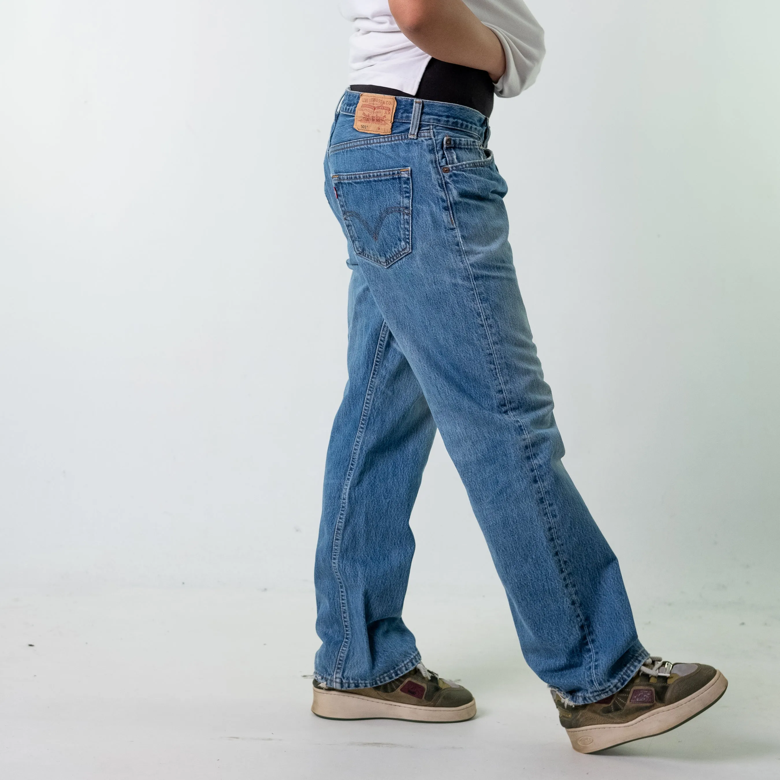 Blue Denim 90s Levi's 501 Cargo Skater Trousers Pants Jeans (36x32)