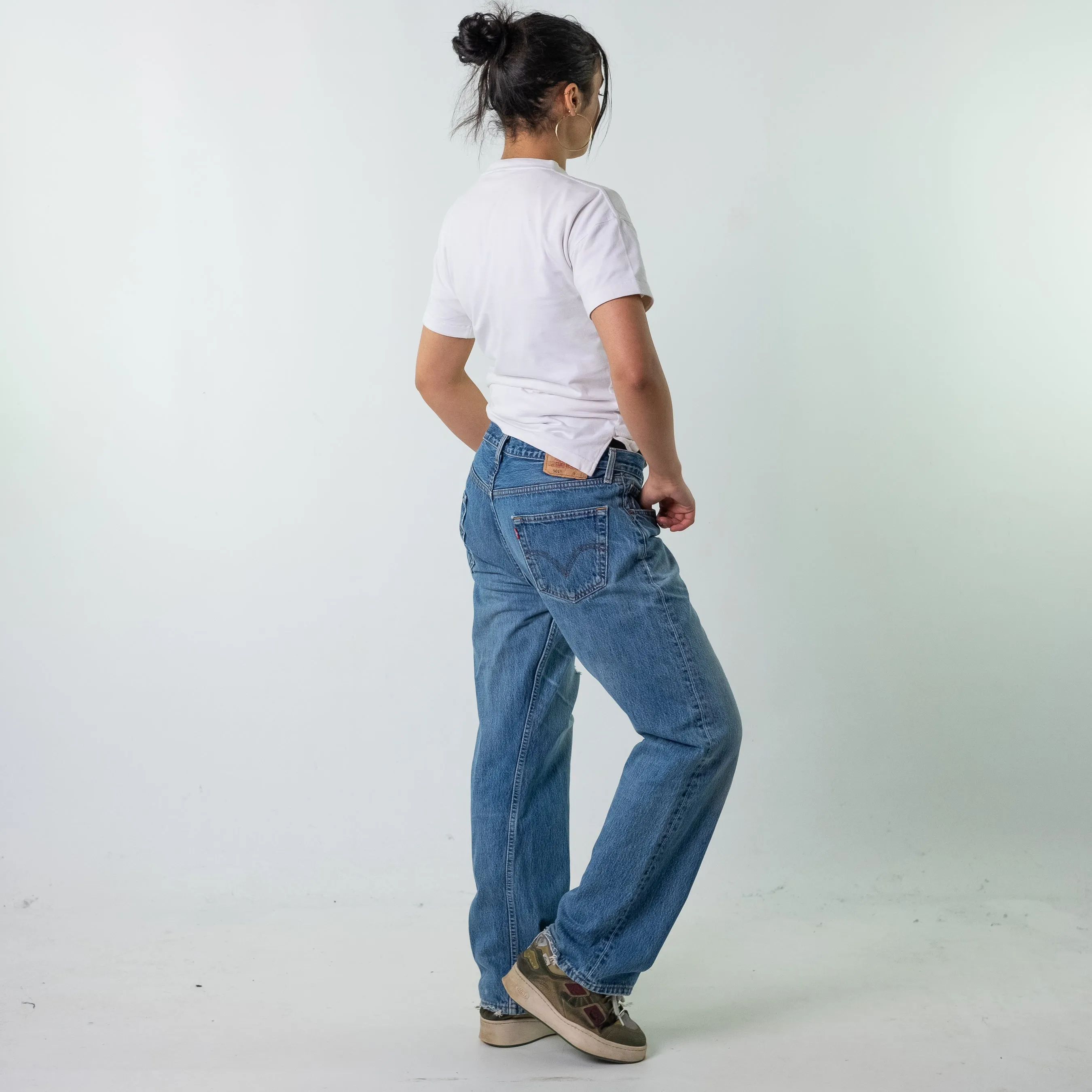 Blue Denim 90s Levi's 501 Cargo Skater Trousers Pants Jeans (36x32)