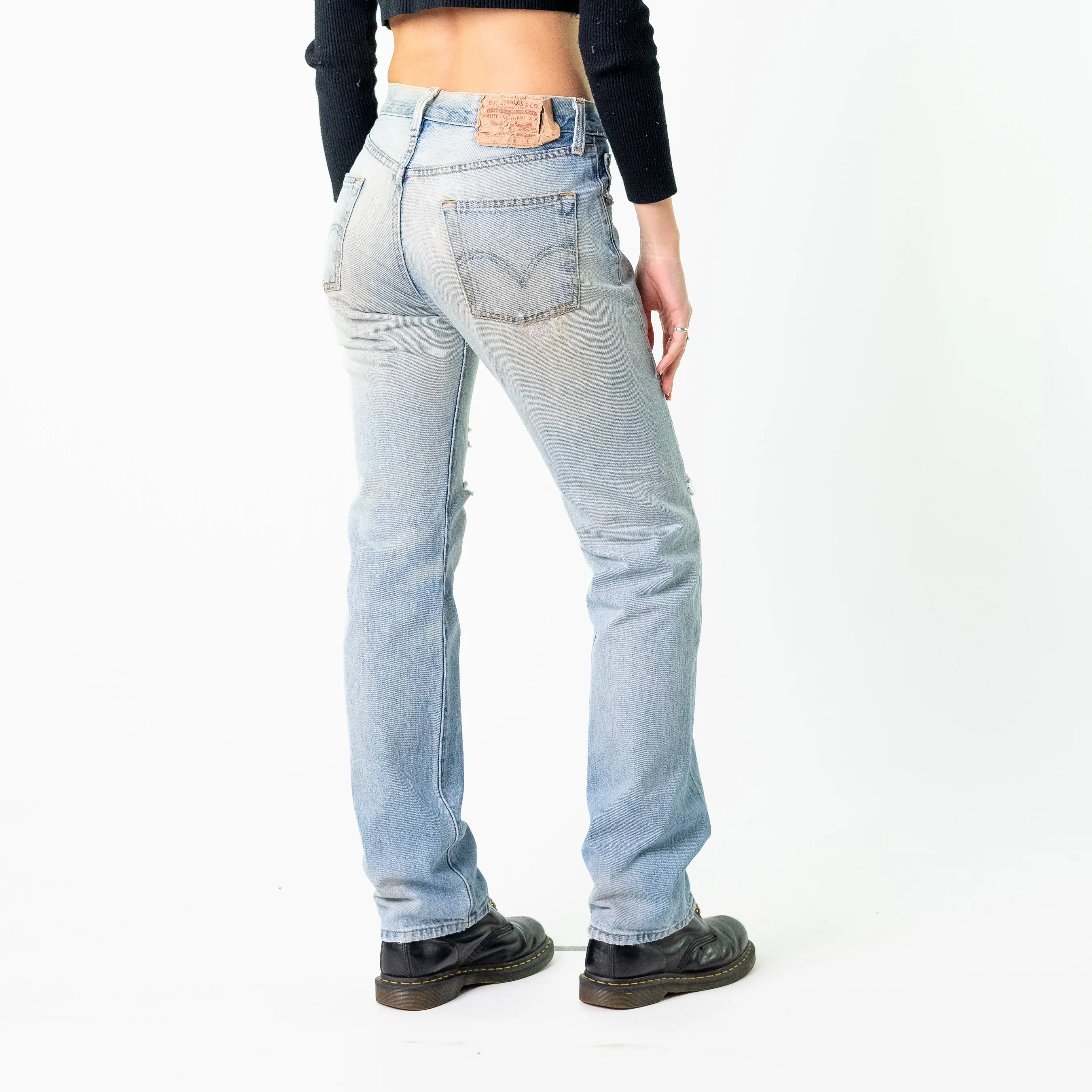 Blue Denim 90s Levi's 501s Cargo Skater Trousers Pants Jeans (28x32)