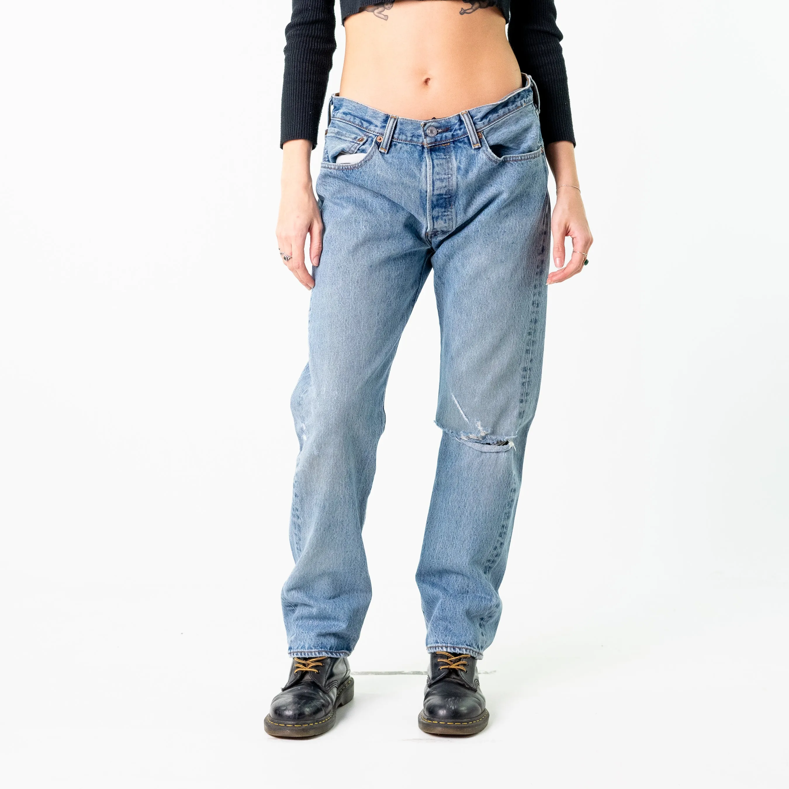 Blue Denim 90s Levi's 501s Cargo Skater Trousers Pants Jeans (32x30)