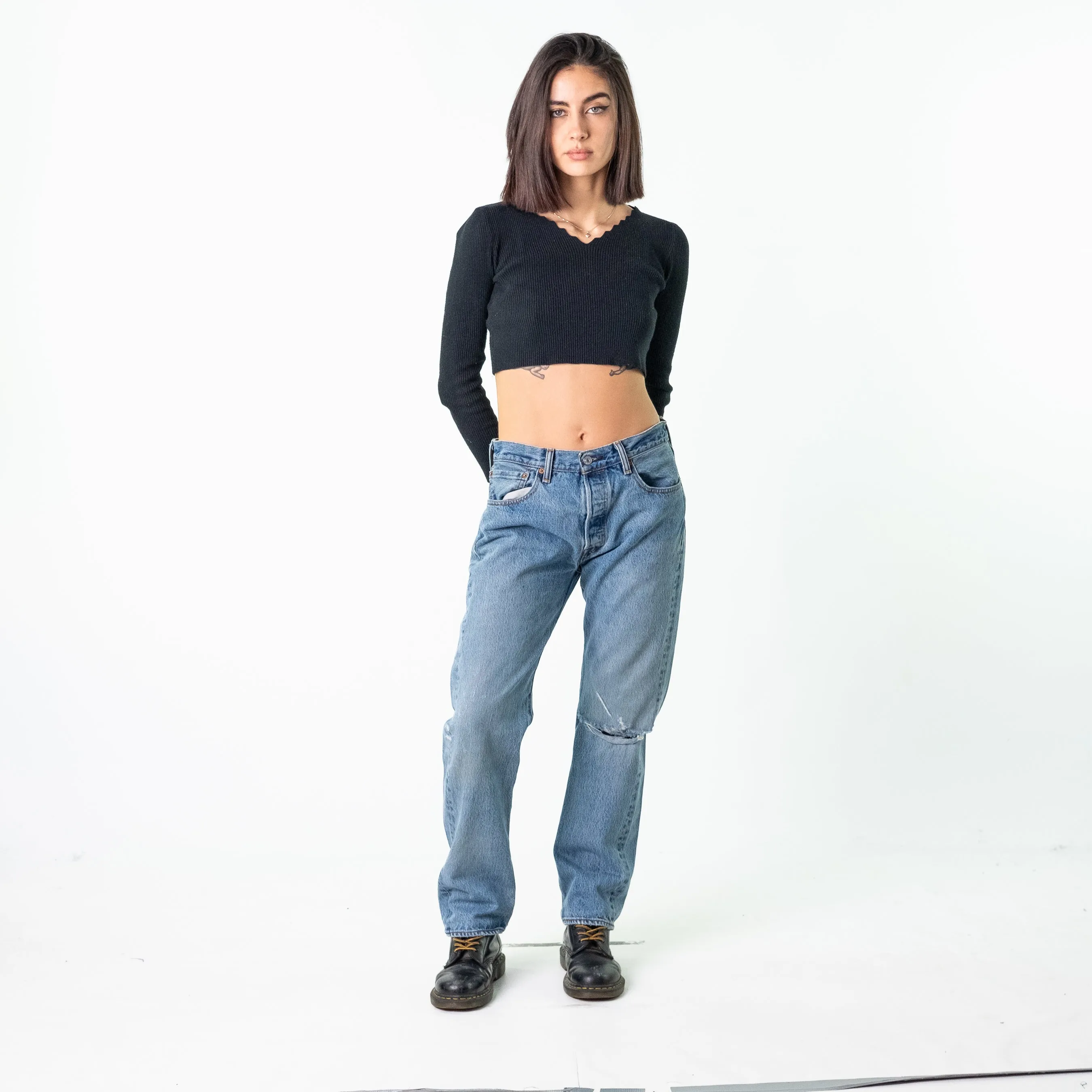 Blue Denim 90s Levi's 501s Cargo Skater Trousers Pants Jeans (32x30)