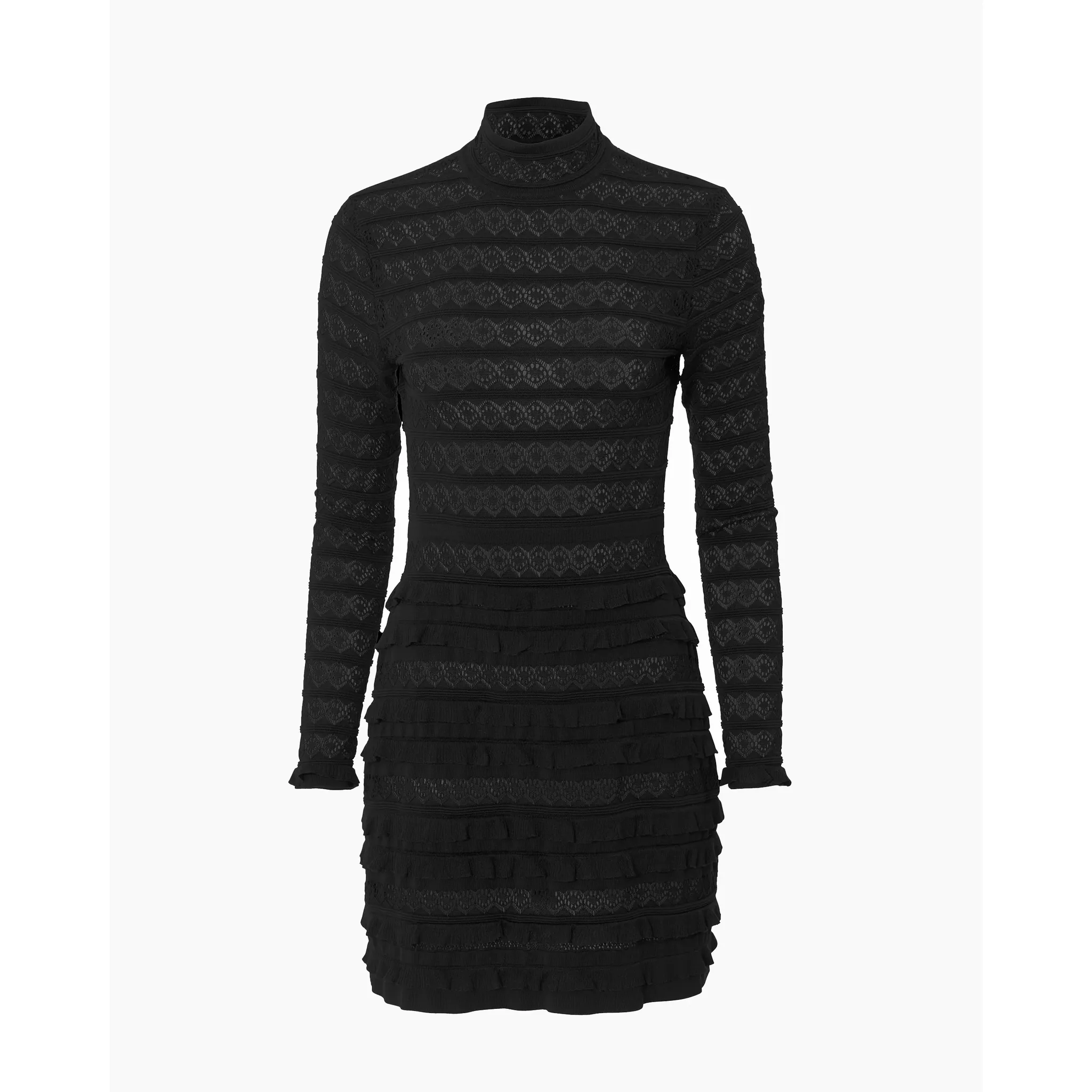 Bracelet Sleeve Turtleneck Mini Dress | Black