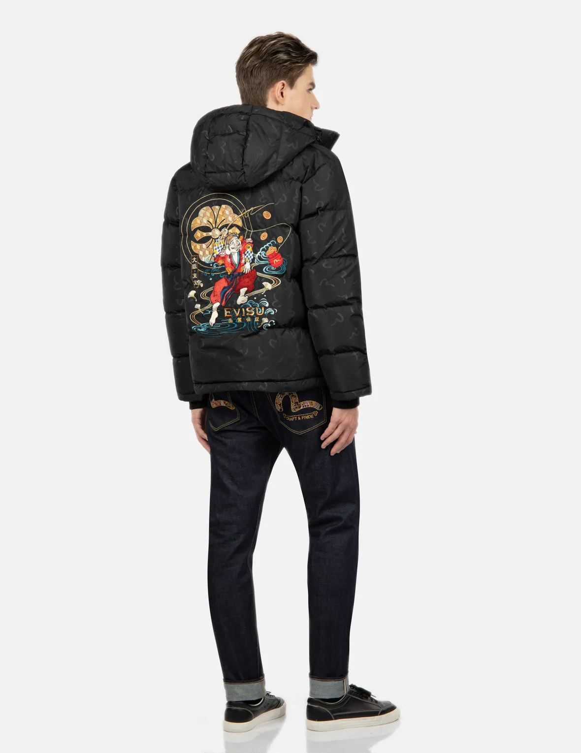 Brand Motto Print Down Jacket