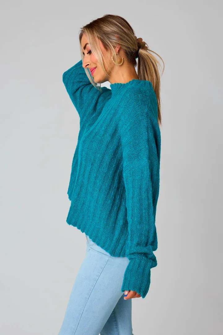 Buddy Love Hadley Knit Sweater-Teal