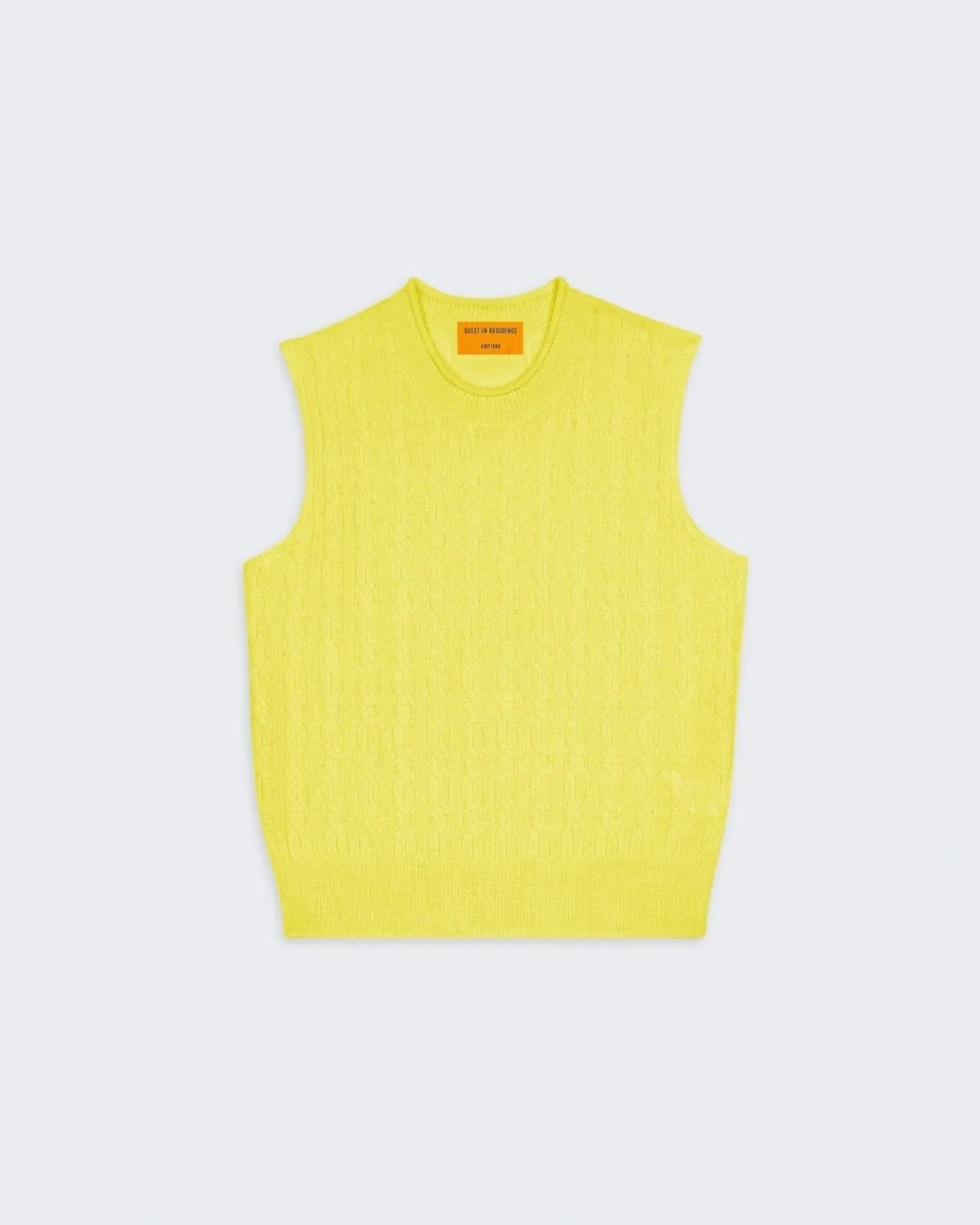 Cable Vest In Cashmere - Lemon