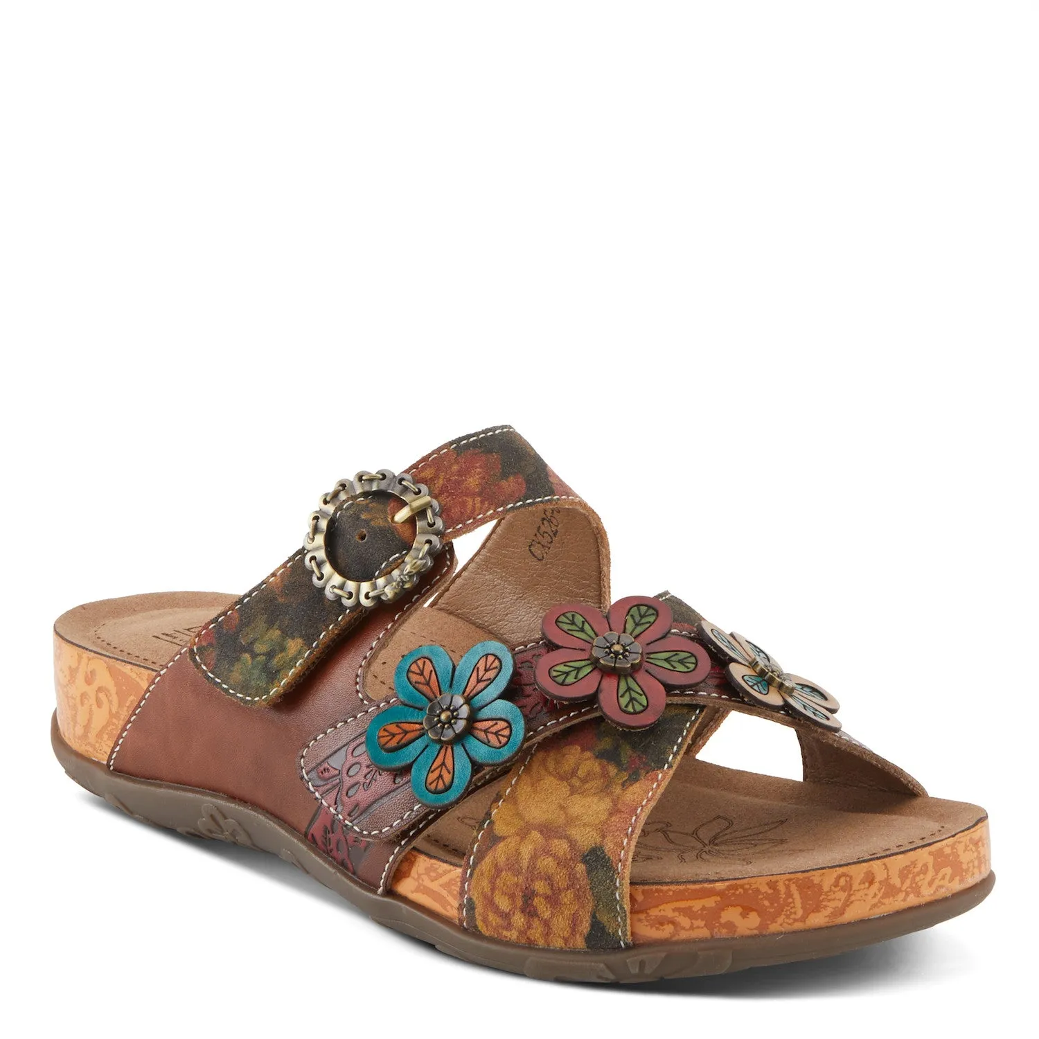  Caelana Flowery Mule Slide in Brown Multi  