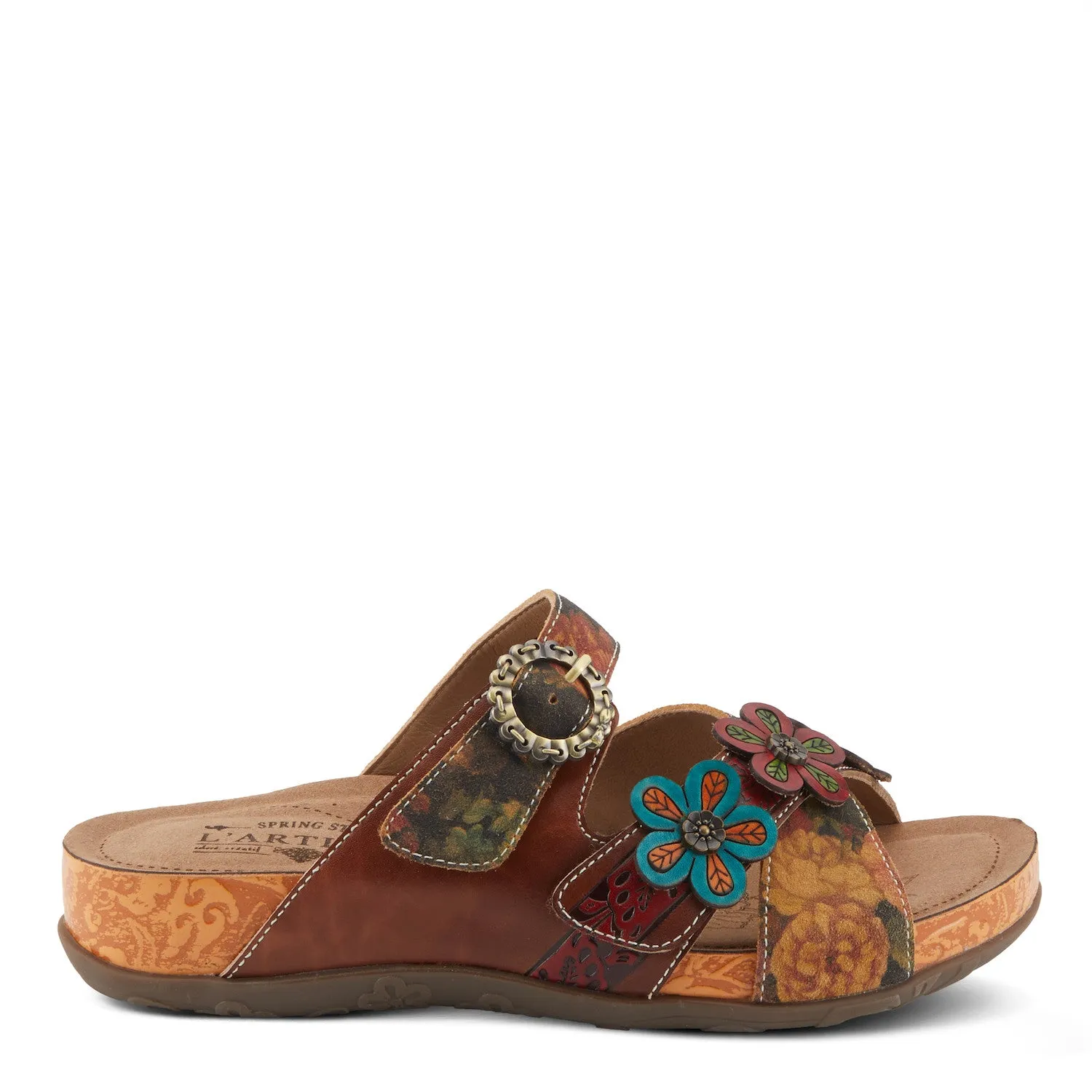  Caelana Flowery Mule Slide in Brown Multi  