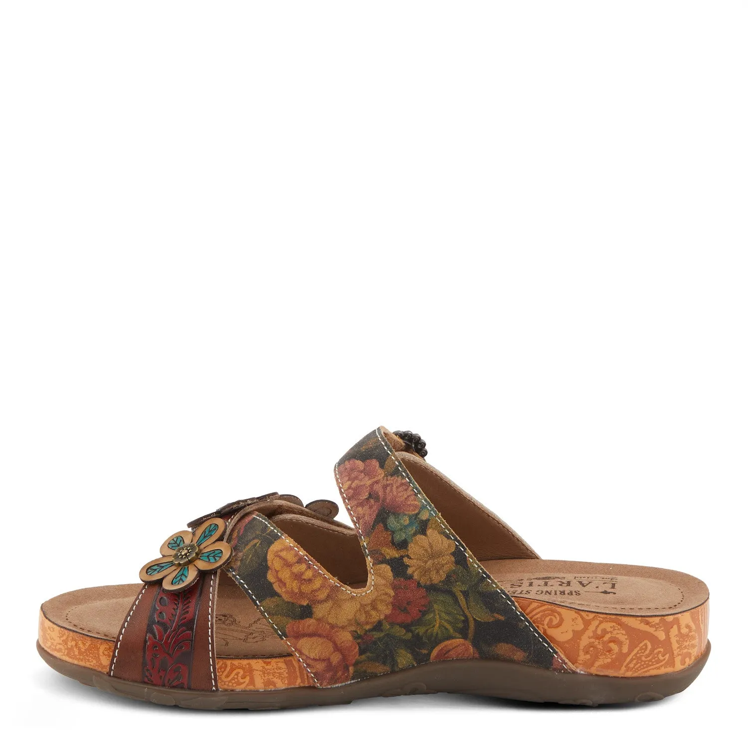  Caelana Flowery Mule Slide in Brown Multi  