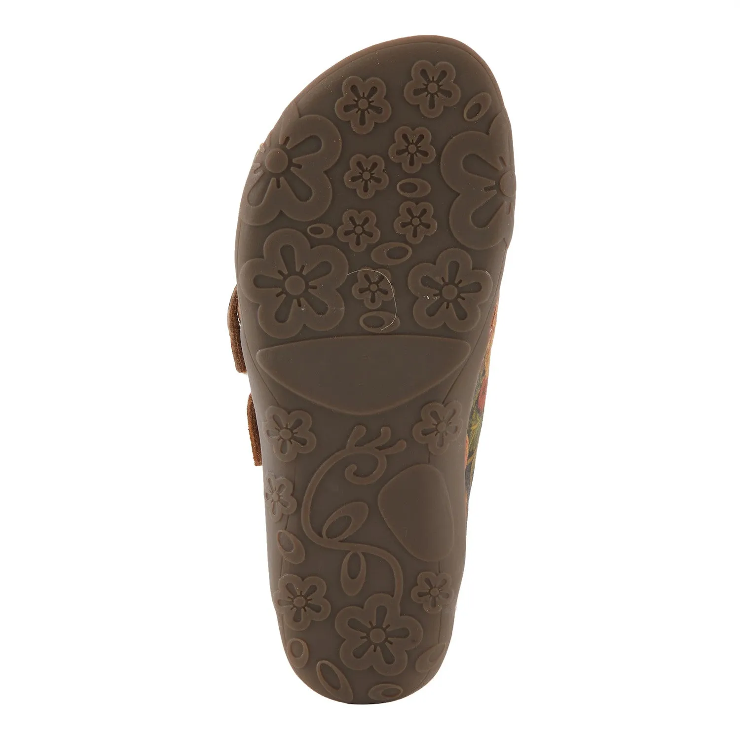  Caelana Flowery Mule Slide in Brown Multi  