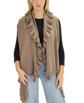 Cashmere Knit Vest w/ Ruffles