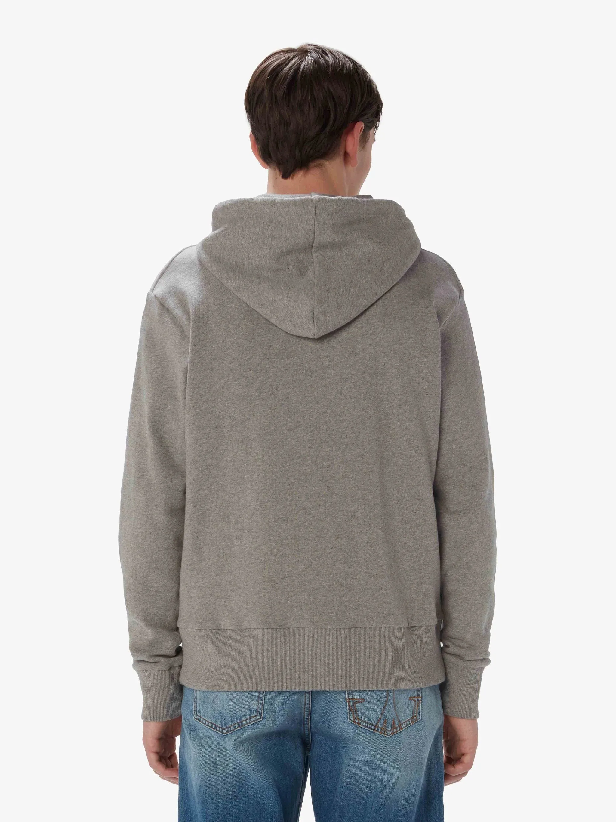 Cat Print Hoodie - Mid Grey Melange