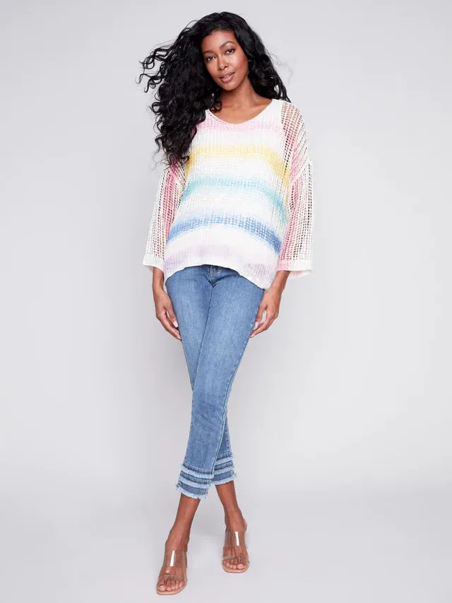 Charlie B Fishnet Crochet Sweater - Rainbow