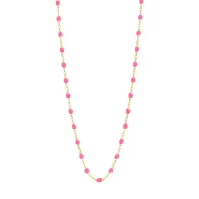 Classic Gigi Pink necklace, Yellow Gold, 19.7