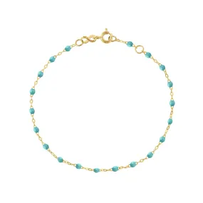 Classic Gigi Turquoise Green Anklet, Yellow Gold, 9.4