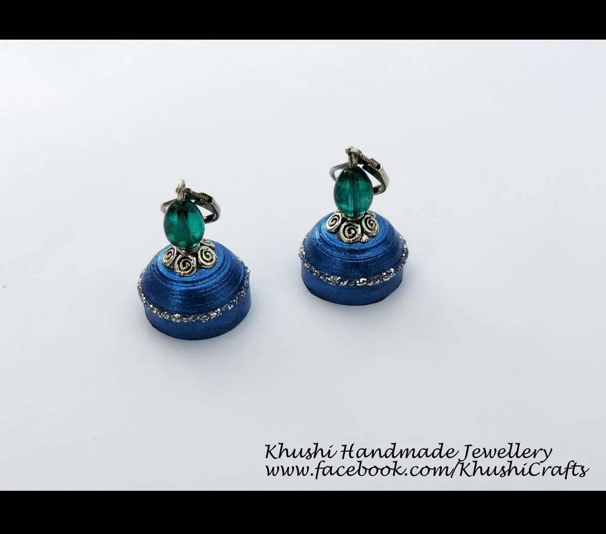 Classic jhumkas in Green Blue Yellow and Garnet