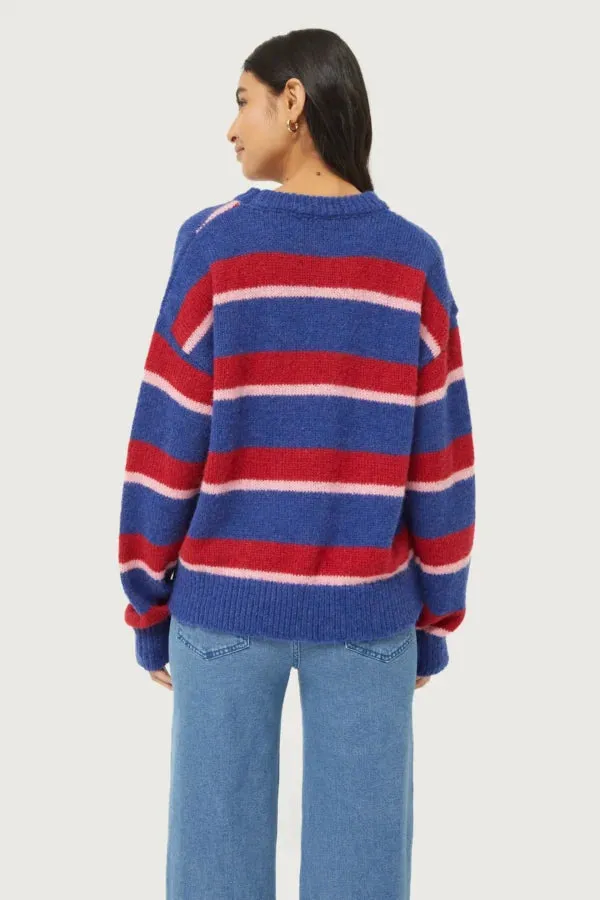 Compania Fantastica Striped Knit Sweater Blue/Red