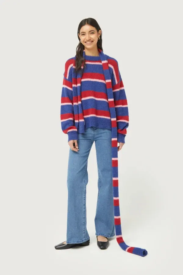 Compania Fantastica Striped Knit Sweater Blue/Red