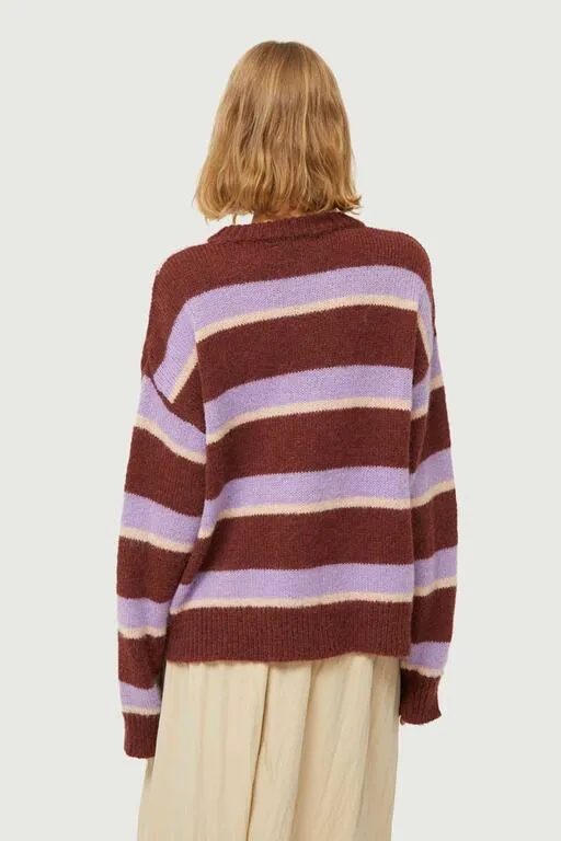 Compania Fantastica Striped Knit Sweater Brown/Lilac