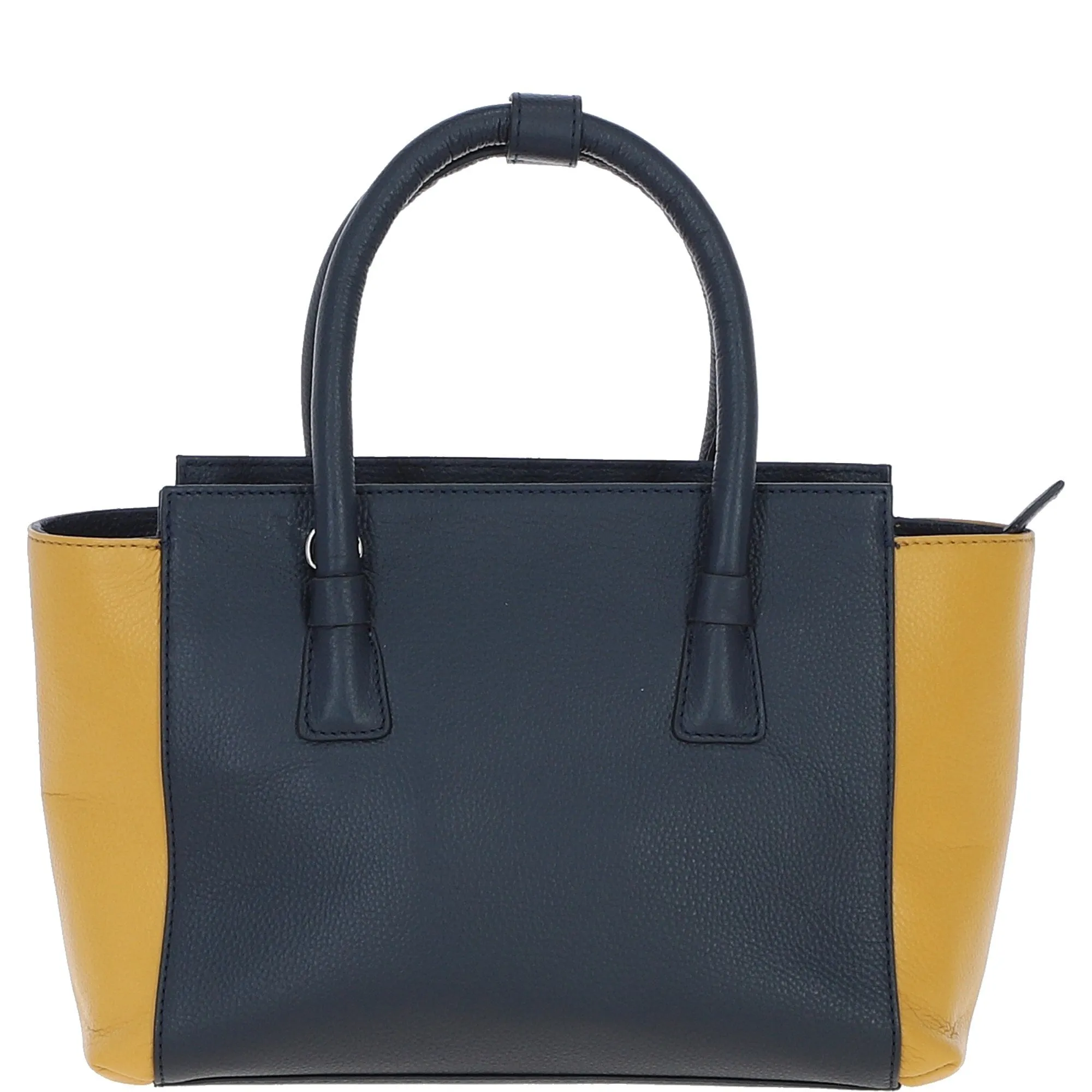 Contemporary Two-Tone Mustard and Navy Tote Bag with Detachable Shoulder Strap for Women: 61720