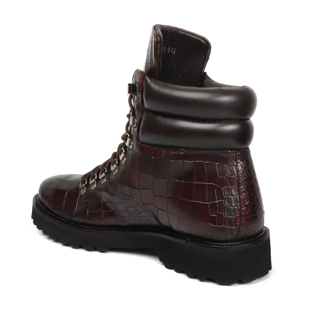 Deep Cut Biker Boots in Dark Brown Leather Light Weight For Men