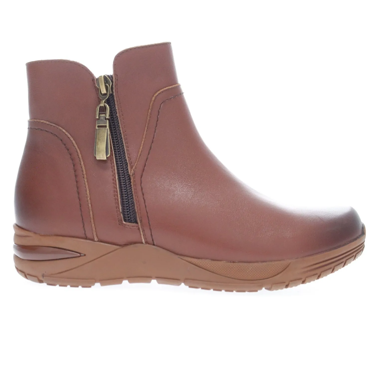  Delphi Zip-up Ankle Boot WIDE in Brown  