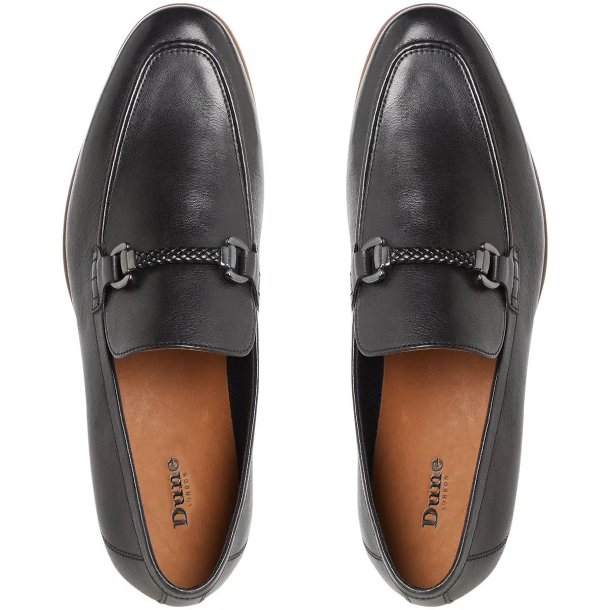 Dune Santino Woven Trim Loafers Black